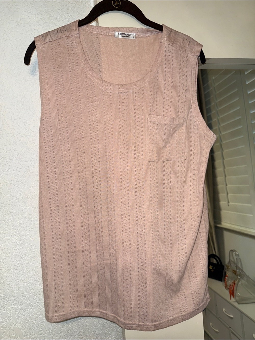 Cozy Sleeveless Tank Top in Blush Pink by Coofandy